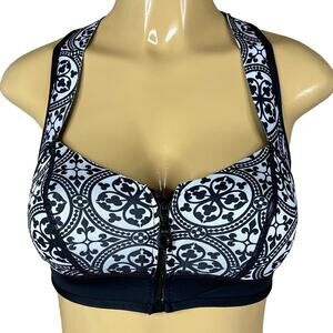 Duskii La Kasbah Bustier Bikini Top Zip Front Black White Neoprene SZ Small